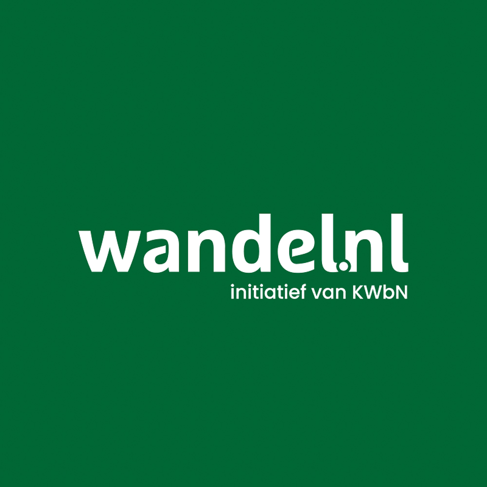 Das Logo von wandel.nl auf grünem Hintergrund mit dem Untertitel „initiatief van KWBN“. Die niederländische Plattform steht für gesundes Gehen, Wandern und Bewegung im Alltag.