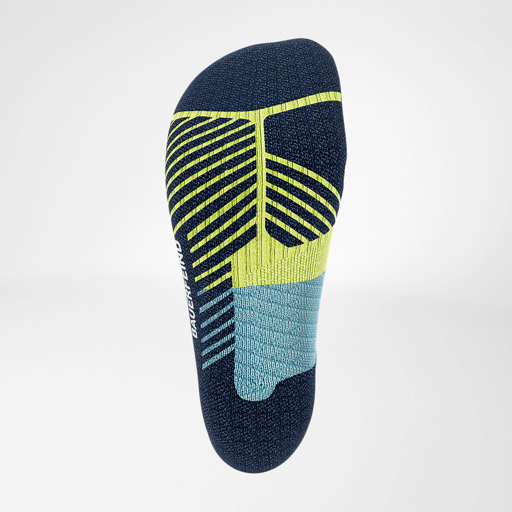 Trailrun - chaussettes de course brightlemon vue de dessous Vue de dessous - Vue détaillée de la semelle en relief des chaussettes de trail - chaussettes de course