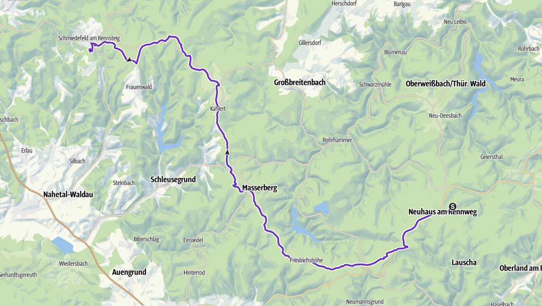 Rennsteiglauf Strecke Skizzierung der Strecke des Rennsteiglaufs