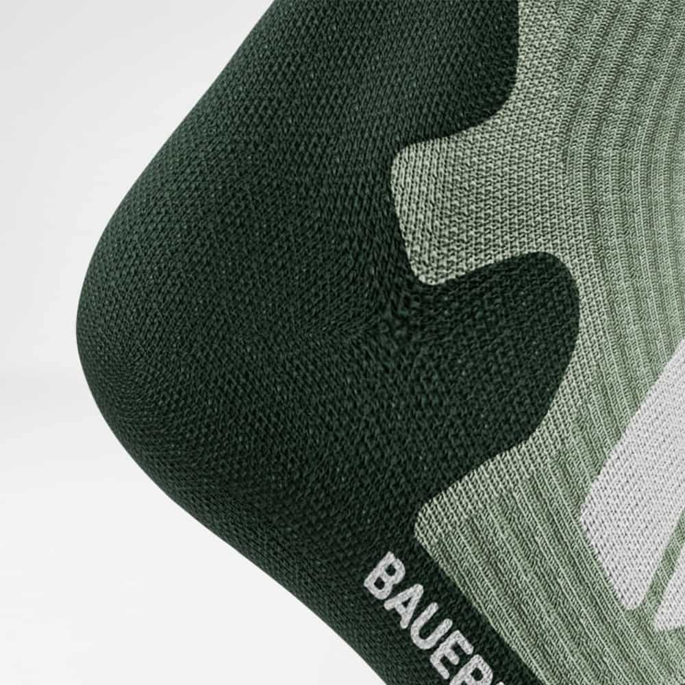 Merino-Wandersocken hellgrün Detail Heel Protection Detailansicht der Ferse der Merino-Wandersocken in hellgrün