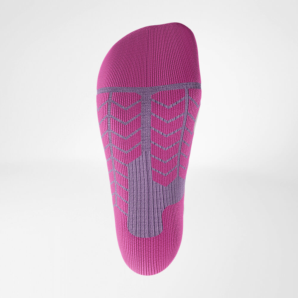 Détail Relief Semelle des chaussettes de sport lilas pour Ski Touring avec laine mérinos