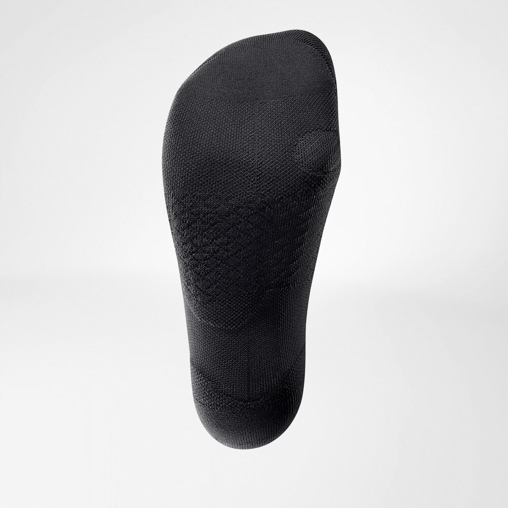 Chaussettes de sport courtes ultra-légères black vue du dessous Vue du produit chaussette de course légère noire de dessous