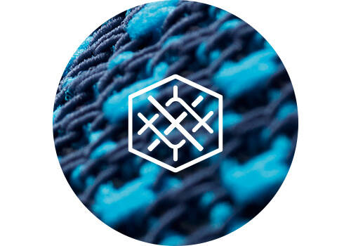 Léger et régulateur de climat grâce à 3D-Airknit: Le Sports Knee Support Détail du tissu d'une Sports Knee Support avec le dessin stylisé de l'icône 3D-Airknit