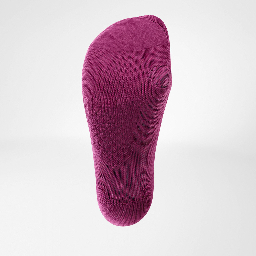 Vue de la chaussette de course berry de dessous