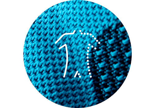 Siège optimal : Le Sports Knee Support Détail du tissu d'un Sports Knee Support avec le dessin stylisé d'un corps